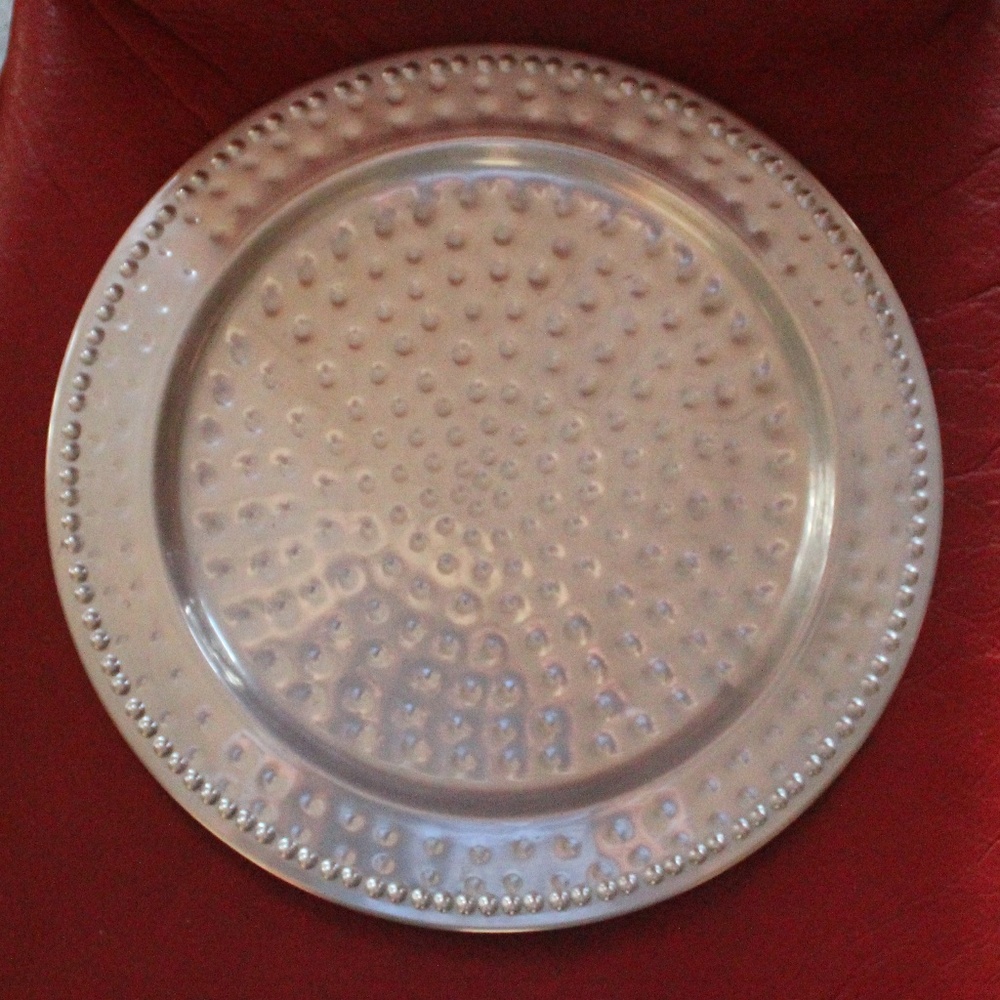 Metal hammered serving plate EUC